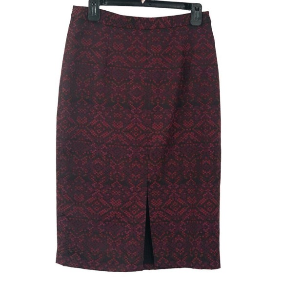 Halogen Women's Lined Pencil Skirt Pink Purple Red Black Geometric Size 8 - Picture 1 of 6